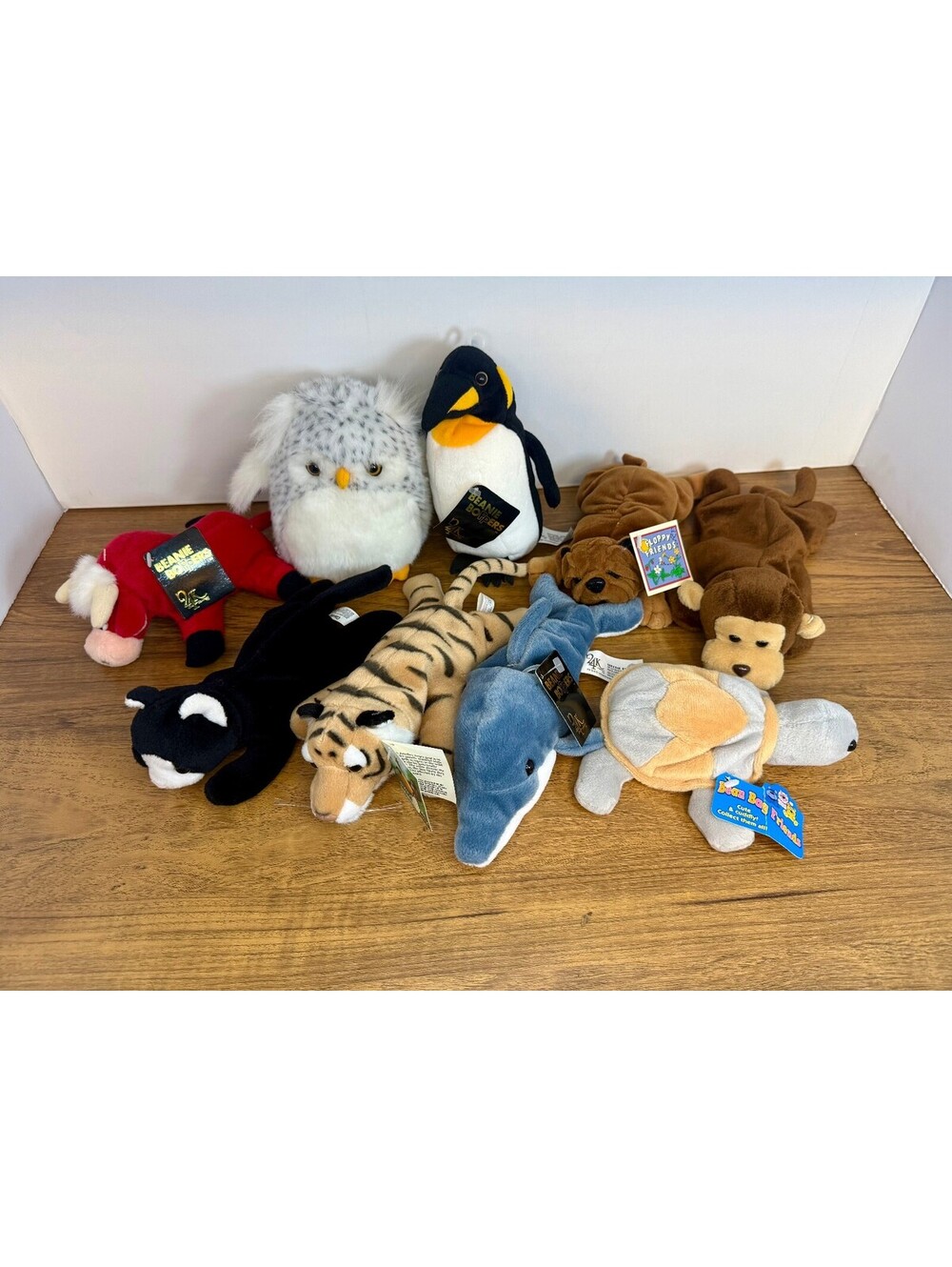 Vintage Mini Plush Animal Lot of Beanie Boppers Floppy Friends Tiger Owl Penguin